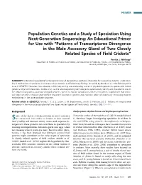 Population Genetics and a Study of Speciation Using Next-Generation