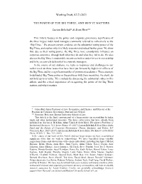 The Power of the Big Three, and Why It Matters