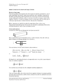 Derivation of Fluid Flow Equations