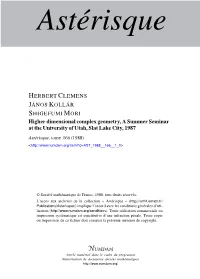 Higher Dimensional Complex Geometry