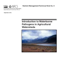 Introduction to Waterborne Pathogens in Agricultural Watersheds September 2012