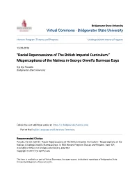 Misperceptions of the Natives in George Orwell's Burmese Days