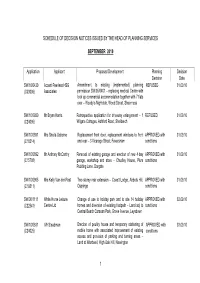 Schedule of Decision Notices Issued by the Head of Planning Services