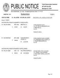 Broadcast Actions 12/2/2019