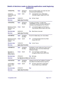 Details of Decisions Made on Planning Applications Week Beginning 06/09/2010