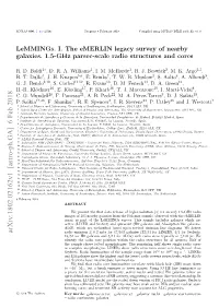 Lemmings. I. the Emerlin Legacy Survey of Nearby Galaxies. 1.5-Ghz Parsec-Scale Radio Structures and Cores