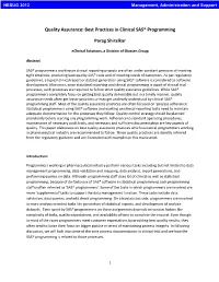 Quality Assurance: Best Practices in Clinical SAS® Programming