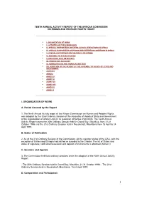 10Th Annual Activity Report B) the Session Report C) the Final Communiqutheta