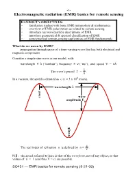 Electromagnetic Radiation (EMR) Basics for Remote Sensing