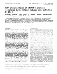 ERK Phosphorylation of MED14 in Promoter Complexes During Mitogen-Induced Gene Activation by Elk-1 Matthew D
