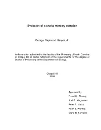 Evolution of a Snake Mimicry Complex