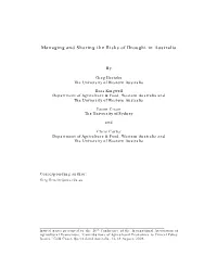 Managing and Sharing the Risks of Drought in Australia