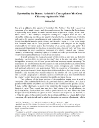 Spooked by the Demos: Aristotle's Conception of the Good Citizenry
