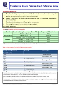 Transdermal Opioid Patches: Quick Reference Guide