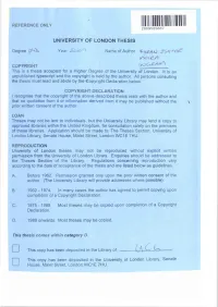L This Thesis Comes Within Category D. Lj