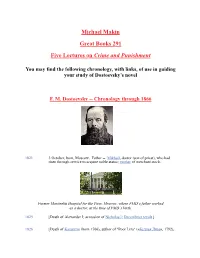 Michael Makin Great Books 291 Five Lectures on Crime and Punishment