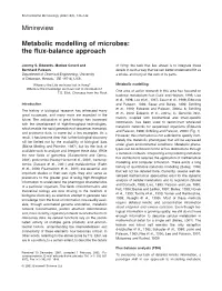 Minireview Metabolic Modelling of Microbes: the Flux-Balance Approach