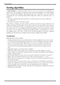 Sorting Algorithm 1 Sorting Algorithm