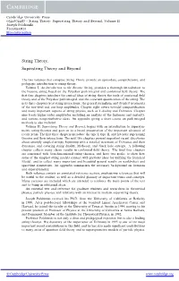 String Theory, Superstring Theory and Beyond