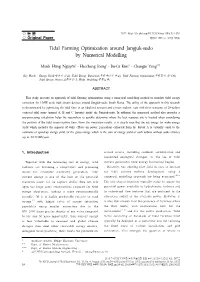 Tidal Farming Optimization Around Jangjuk-Sudo by Numerical Modelling