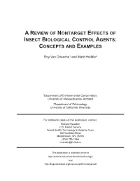 A Review of Nontarget Effects of Insect Biological Control Agents: Concepts and Examples