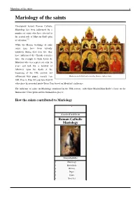 Mariology of the Saints 1 Mariology of the Saints
