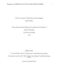 Running Head: COMMUNICATION in POLYAMOROUS RELATIONSHIPS 1