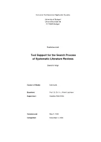 Tool Support for the Search Process of Systematic Literature Reviews