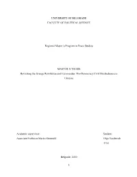 UNIVERSITY of BELGRADE FACULTY of POLITICAL SCIENCE Regional Master's Program in Peace Studies MASTER's THESIS Revisiting T