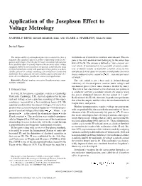 Application of the Josephson Effect to Voltage Metrology