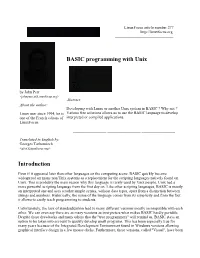 BASIC Programming with Unix Introduction