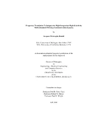 Frequency Translation Techniques for High-Integration High-Selectivity Multi-Standard Wireless Communication Systems