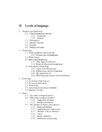 II Levels of Language