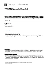 Internet Political Discussion Forums As an Argumentative Activity Type: a Pragma- Dialectical Analysis of Online Forms of Strategic Manoeuvring in Reacting Critically
