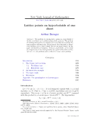 Lattice Points on Hyperboloids of One Sheet
