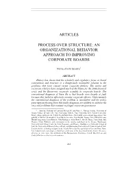 Process, Not Structure: an Organizational Behavior