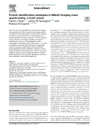 Protein Identification Strategies in MALDI Imaging Mass Spectrometry