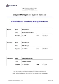Drayton Management System Standard Rehabilitation and Offset