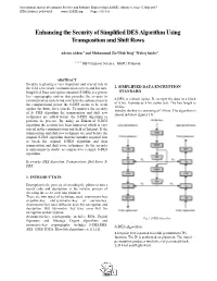 Enhancing the Security of Simplified DES Algorithm Using Transposition and Shift Rows
