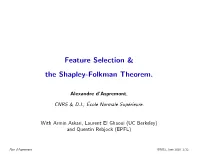 Feature Selection & the Shapley-Folkman Theorem