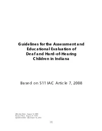 Guidelines for the Assessment of Deaf and Hard-Of-Hearing Children In