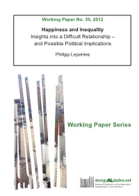 Happiness and Inequality Insights Into a Difficult Relationship – and Possible Political Implications