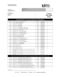 In-Stock Item Order Sheet