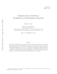 Quantum Gravity, Field Theory and Signatures of Noncommutative Spacetime