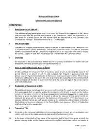 Cemeteries and Crematorium Rules and Regulations