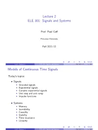Lecture 2 ELE 301: Signals and Systems