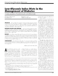 Low–Glycemic Index Diets in the Management of Diabetes a Meta-Analysis of Randomized Controlled Trials