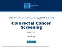 (NCCN Guidelines®) Colorectal Cancer Screening