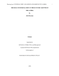 Running Head: EXTERNAL DEBT and GDP RELATIONSHIP in the GAMBIA 1