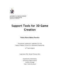 Support Tools for 3D Game Creation